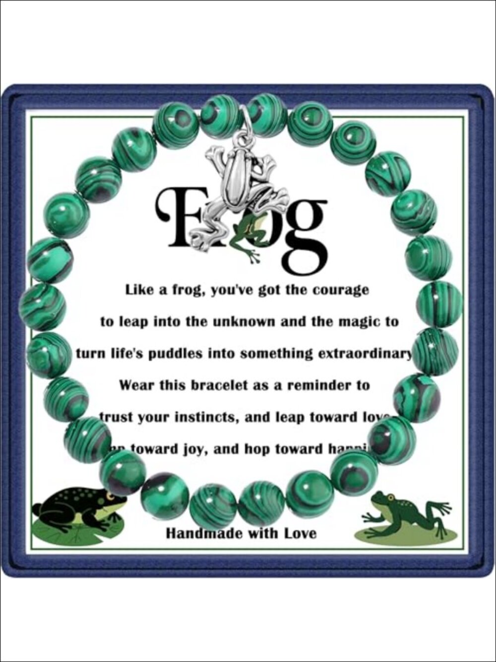 Natural Stone Beaded Frog Bracelet Women Stretch Charm Jewelry Gift